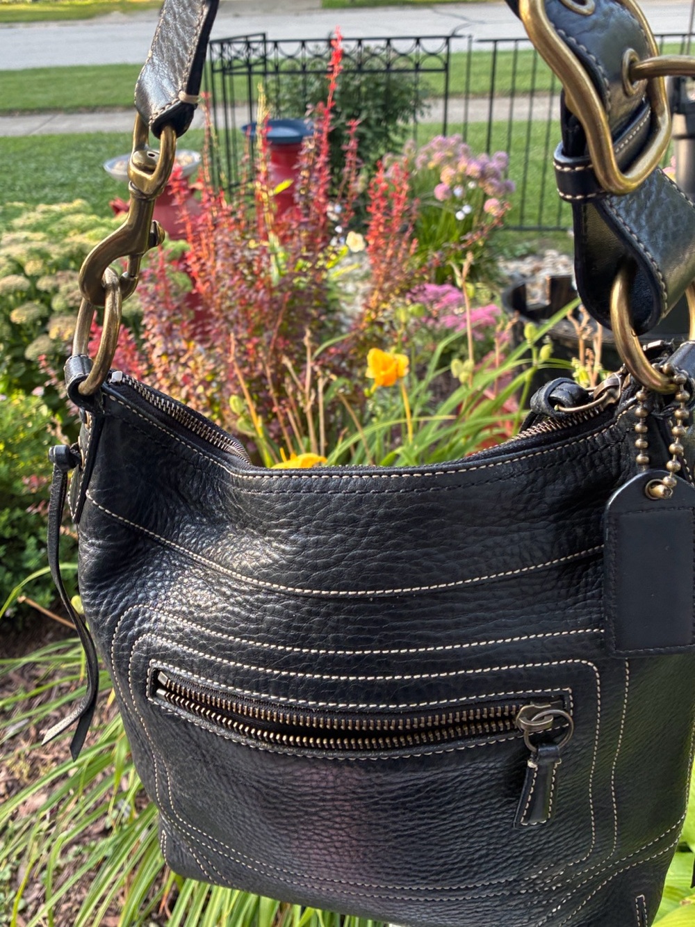 Genuine Classic Coach Chelsea  Black  Laced Duffle Bag  with Contrast Stitching